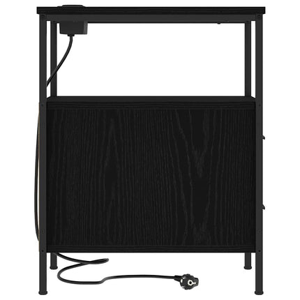 Nattduksbord 2 pcs Svart Ek 30 x 48 x 61 cm Konstruerat trä
