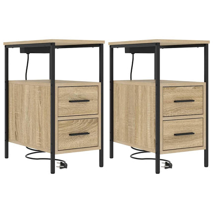 Nattduksbord 2 pcs Sonoma-ek 30 x 48 x 61 cm Konstruerat trä