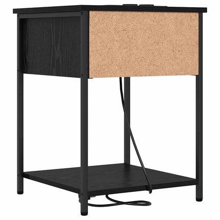 Nattduksbord 2 st Svart Ek 42 x 41 x 56 cm Konstruerat trä