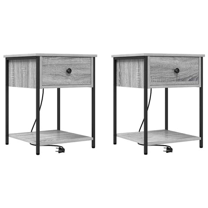 Nattduksbord 2 pcs Grå Sonoma 42 x 41 x 56 cm Konstruerat trä