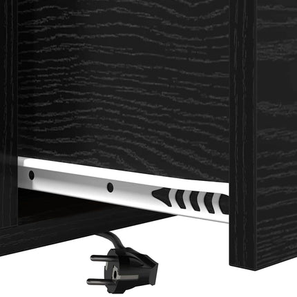 Nattduksbord med låda Svart Ek 42 x 41 x 56 cm Konstruerat trä