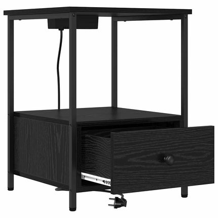 Nattduksbord Svart Ek 42 x 41 x 56 cm Konstruerat trä