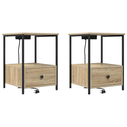 Nattduksbord 2 st Sonoma-ek 42 x 41 x 56 cm Konstruerat trä