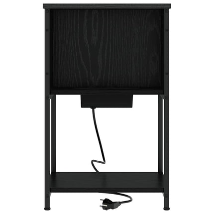 Nattduksbord 2 pcs Svart Ek 38 x 31 x 61 cm Konstruerat trä