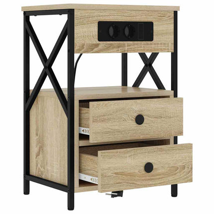Nattduksbord 2 pcs Sonoma-ek 40 x 31 x 60 cm Konstruerat trä