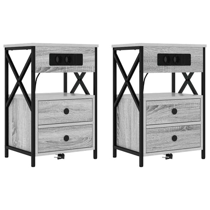 Nattduksbord 2 pcs Grå Sonoma 40 x 31 x 60 cm Konstruerat trä
