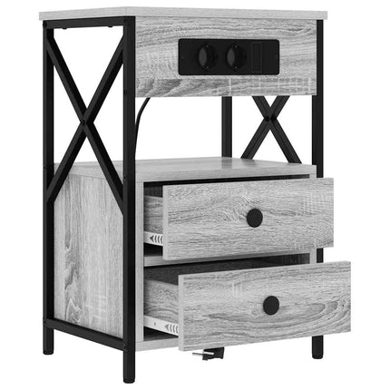 Nattduksbord 2 pcs Grå Sonoma 40 x 31 x 60 cm Konstruerat trä