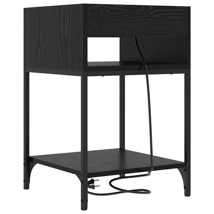 Nattduksbord 2 pcs Svart Ek 40 x 40 x 61 cm Konstruerat trä
