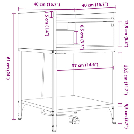 Nattduksbord Sonoma-ek 40 x 40 x 61 cm Konstruerat trä