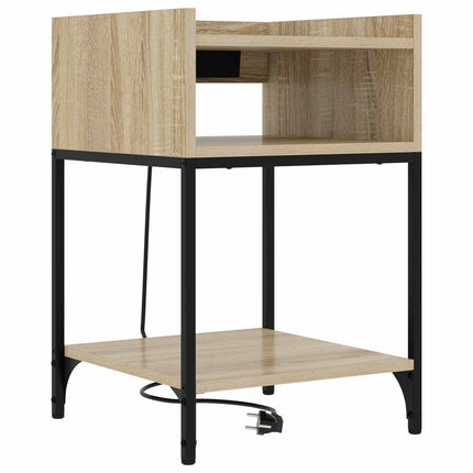 Nattduksbord 2 pcs Sonoma-ek 40 x 40 x 61 cm Konstruerat trä