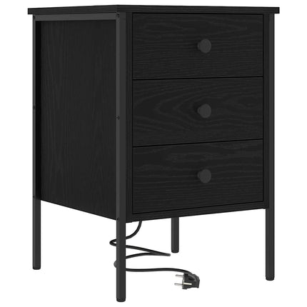 Nattduksbord 2 pcs Svart Ek 42 x 41 x 61 cm Konstruerat trä