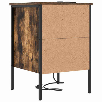 Nattduksbord 2 pcs Rökt ek 42 x 41 x 61 cm Konstruerat trä