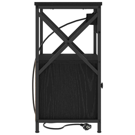 Nattduksbord 2 st Svart Ek 40 x 31 x 60 cm Konstruerat trä