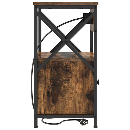 Nattduksbord 2 pcs Rökt ek 40 x 31 x 60 cm Konstruerat trä