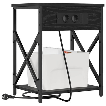 Nattduksbord 2 pcs Svart Ek 41 x 31 x 51 cm Konstruerat trä