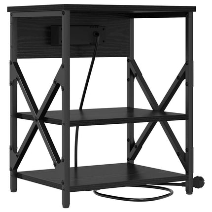 Nattduksbord 2 pcs Svart Ek 41 x 31 x 51 cm Konstruerat trä