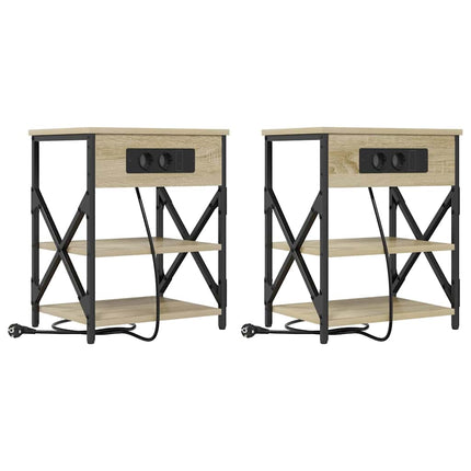 Nattduksbord 2 pcs Sonoma-ek 41 x 31 x 51 cm Konstruerat trä