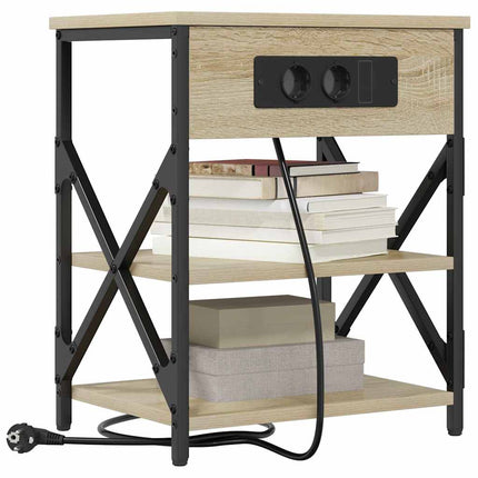 Nattduksbord 2 pcs Sonoma-ek 41 x 31 x 51 cm Konstruerat trä
