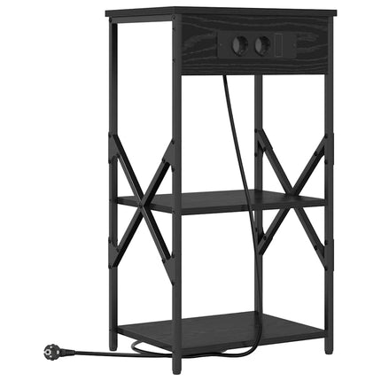 Nattduksbord 2 pcs Svart Ek 41 x 31 x 76 cm Konstruerat trä