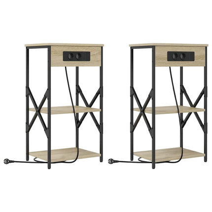 Nattduksbord 2 pcs Sonoma-ek 41 x 31 x 76 cm Konstruerat trä