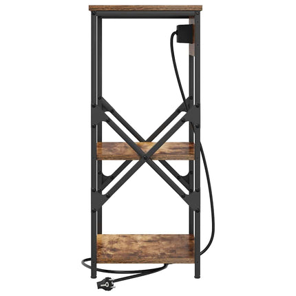 Nattduksbord med hylla Rökt ek 41 x 31 x 76 cm Konstruerat trä