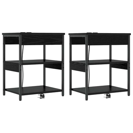 Nattduksbord 2 pcs Svart Ek 41 x 31 x 51 cm Konstruerat trä