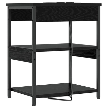 Nattduksbord 2 pcs Svart Ek 41 x 31 x 51 cm Konstruerat trä
