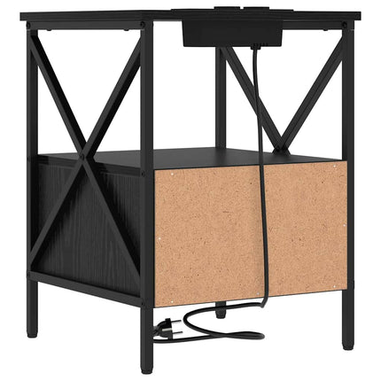 Nattduksbord Svart Ek 41,5 x 40,5 x 55 cm Konstruerat trä