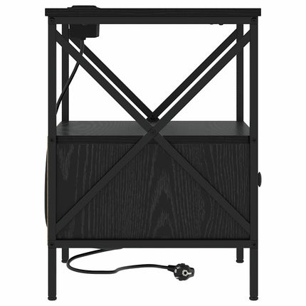 Nattduksbord Svart Ek 41,5 x 40,5 x 55 cm Konstruerat trä