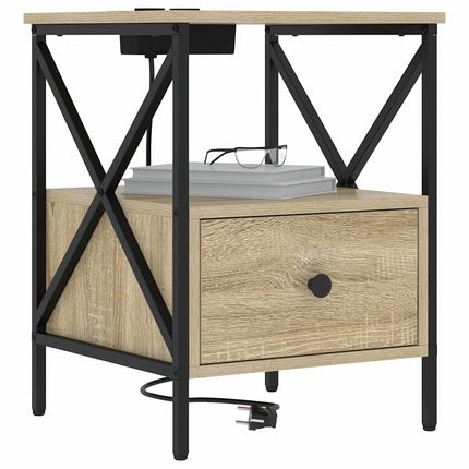 Nattduksbord med låda 2 pcs Sonoma-ek 41,5 x 40,5 x 55 cm