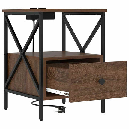 Nattduksbord 2 pcs Brun Ek 41,5 x 40,5 x 55 cm Konstruerat trä