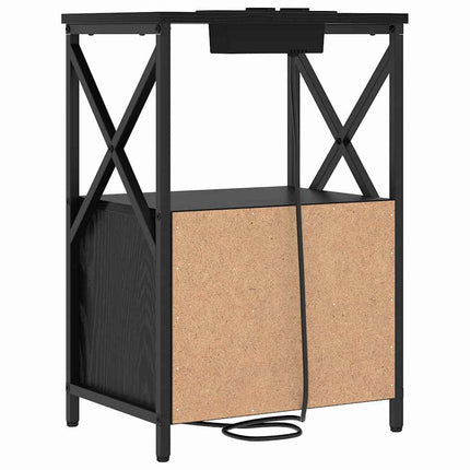 Nattduksbord 2 pcs Svart Ek 40 x 31 x 60 cm Konstruerat trä