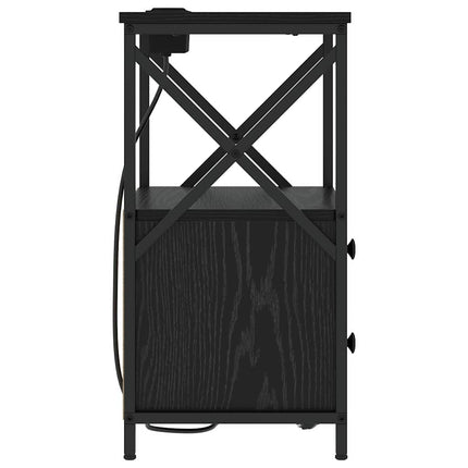 Nattduksbord 2 st Svart Ek 40 x 31 x 60 cm Konstruerat trä