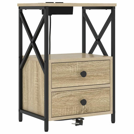 Nattduksbord 2 pcs Sonoma-ek 40 x 31 x 60 cm Konstruerat trä