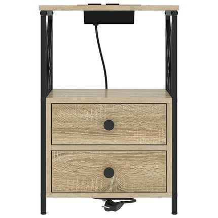 Nattduksbord 2 pcs Sonoma-ek 40 x 31 x 60 cm Konstruerat trä