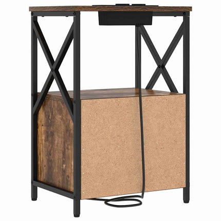 Nattduksbord 2 pcs Rökt ek 40 x 31 x 60 cm Konstruerat trä