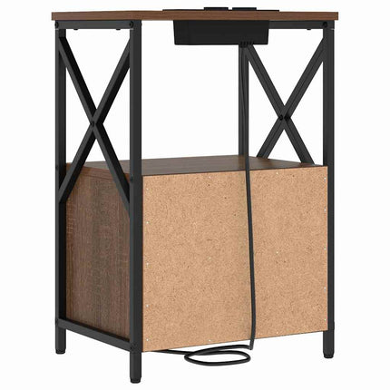 Nattduksbord 2 pcs Brun Ek 40 x 31 x 60 cm Konstruerat trä