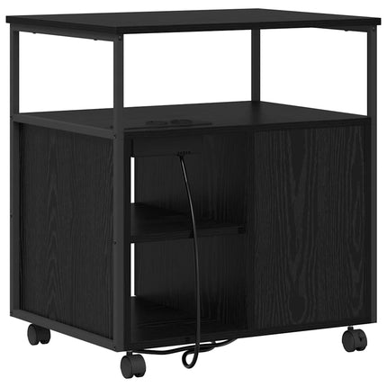 Skåp med laddstation Svart Ek 61 x 46 x 67 cm Konstruerat trä