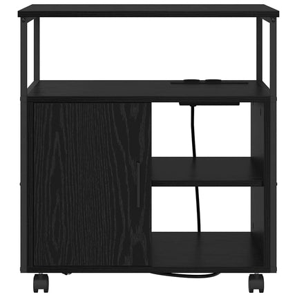 Skåp med laddstation Svart Ek 61 x 46 x 67 cm Konstruerat trä