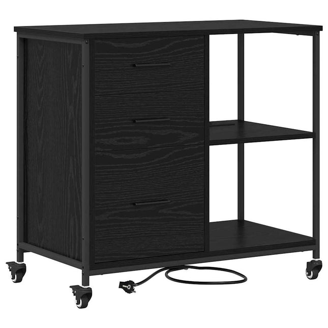Skåp med laddstation 76 x 41 x 72 cm Konstruerat trä Svart ek