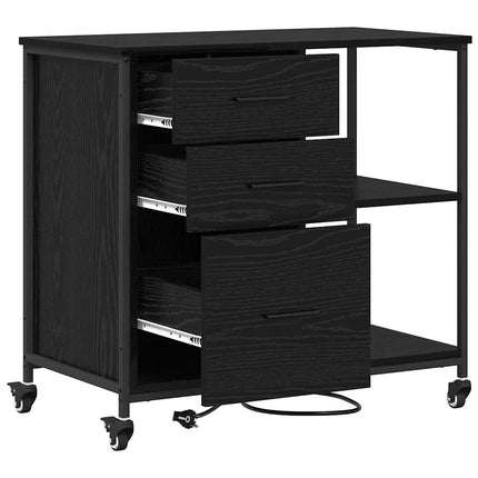 Skåp med laddstation Svart Ek 76 x 41 x 72 cm Konstruerat trä
