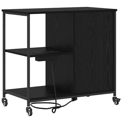 Skåp med laddstation Svart Ek 76 x 41 x 72 cm Konstruerat trä