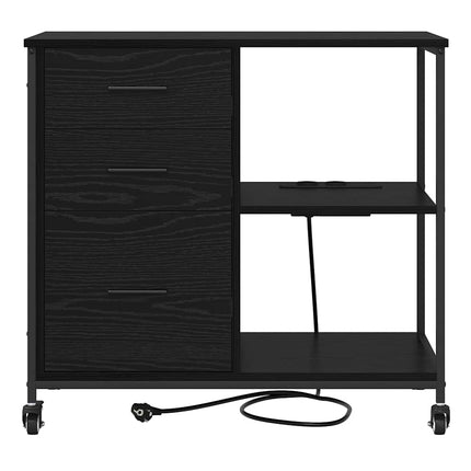 Skåp med laddstation 76 x 41 x 72 cm Konstruerat trä Svart Ek