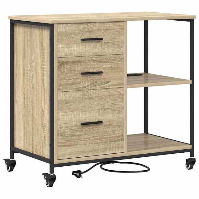Skåp med laddstation 76 x 41 x 72 cm Konstruerat trä Sonoma-ek