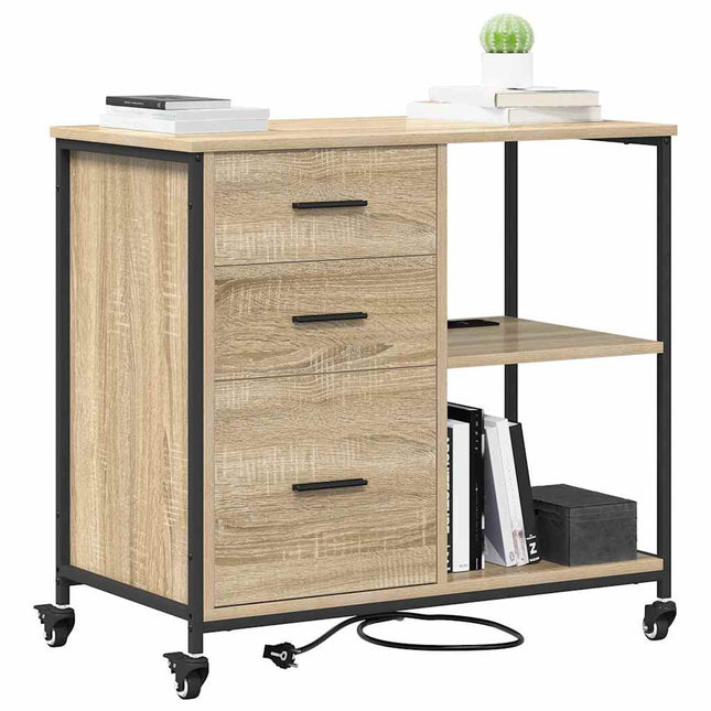 Skåp med laddstation 76 x 41 x 72 cm Konstruerat trä Sonoma-ek