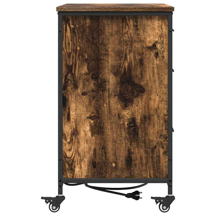 Skåp med laddstation Rökt ek 76 x 41 x 72 cm Konstruerat trä