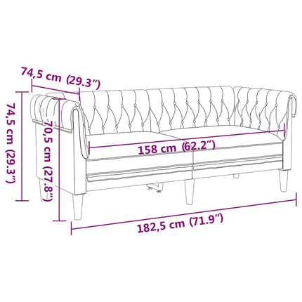 Soffa Ljusgrå 182,5 x 74,5 x 74,5 cm Polyester