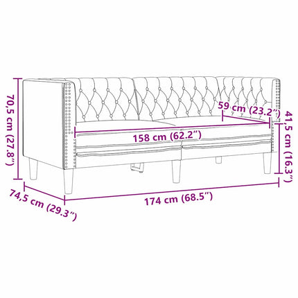 Soffa Svart 174 x 74,5 x 70,5 cm PVC