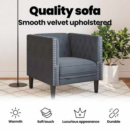 Soffa Mörkgrå 74,5 x 71 x 70,5 cm Sammet