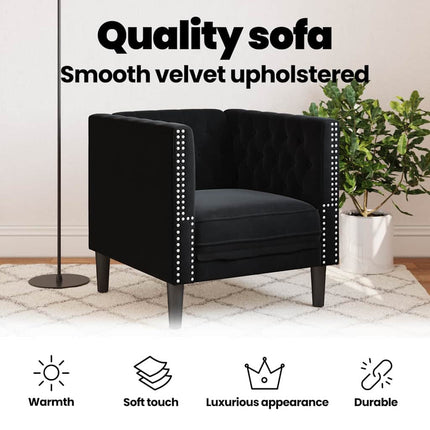 Soffa Svart 74,5 x 71 x 70,5 cm Sammet